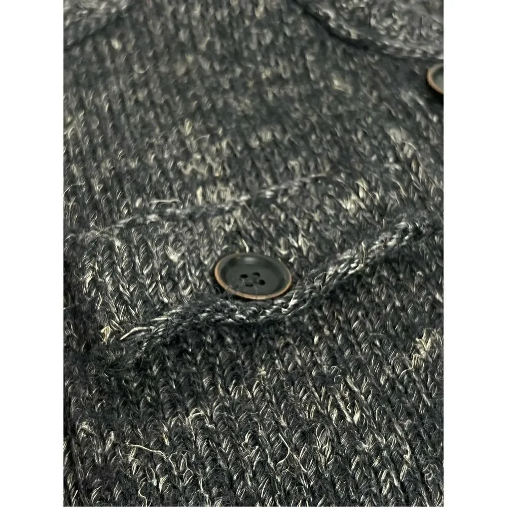 Banana Republic heritage charcoal gray button up chunky baseball sweater size L